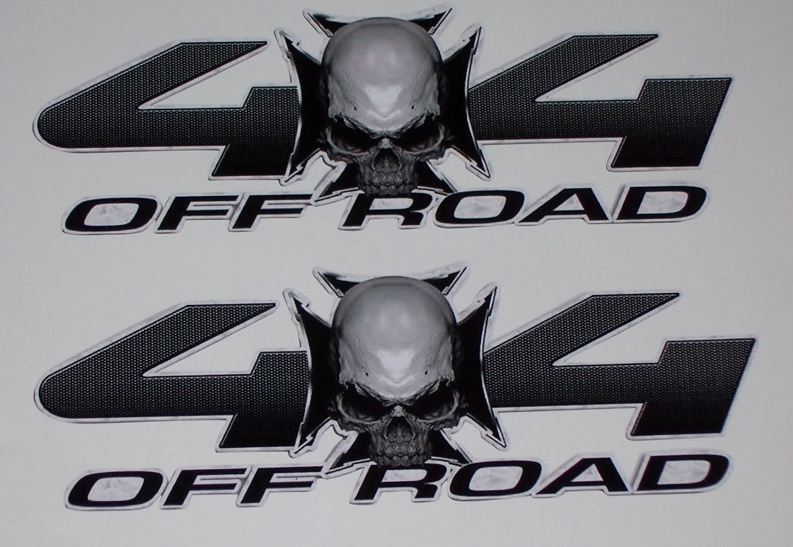 Skull Iron Cross 4X4 OFF ROAD BED SIDE Decals Pair