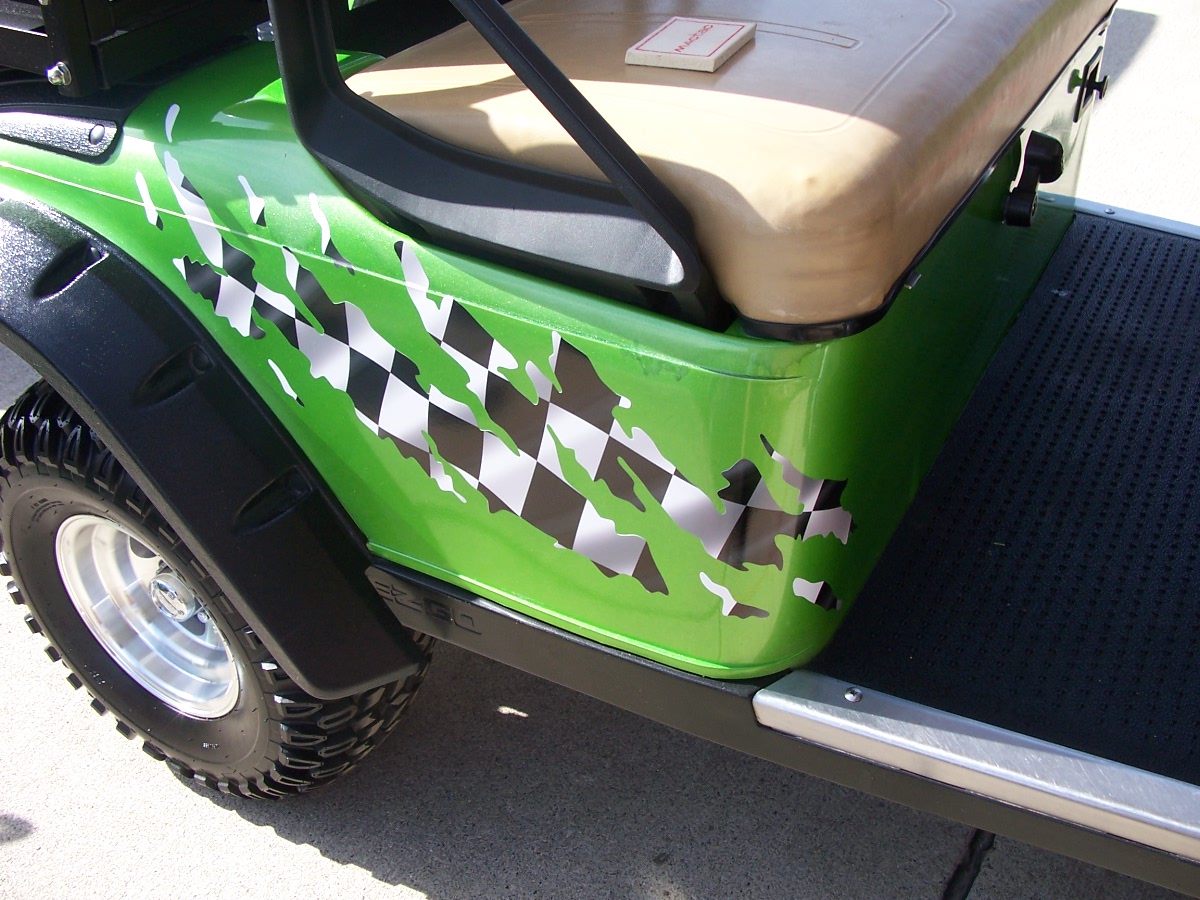 Golf Cart FULL COLOR ripped Splash RACING CHECKERED FLAG Graphics Set EZGO Club Car Yamaha