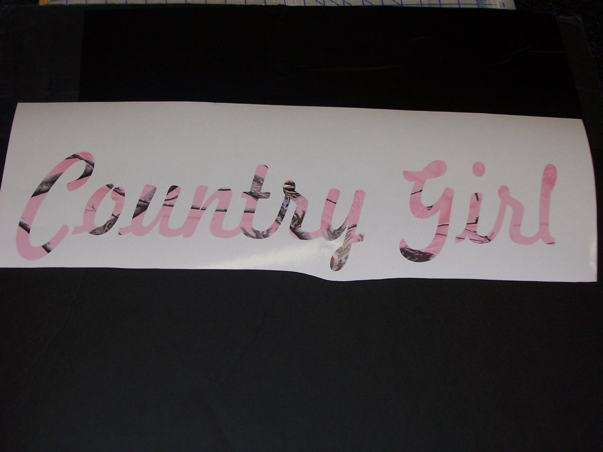 COUNTRY GIRL Real Tree PINK Camo Window Decal