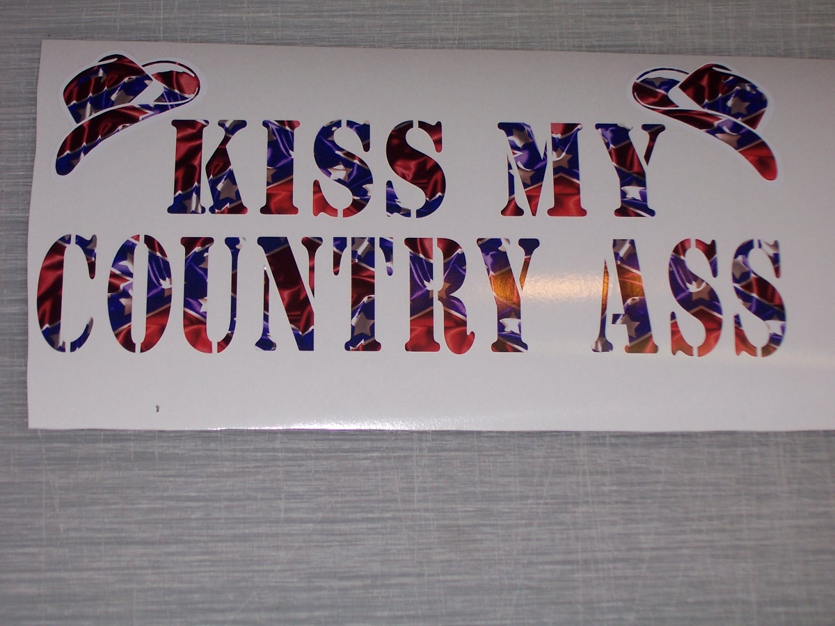 KISS MY country Ass ! Camo Window Decal