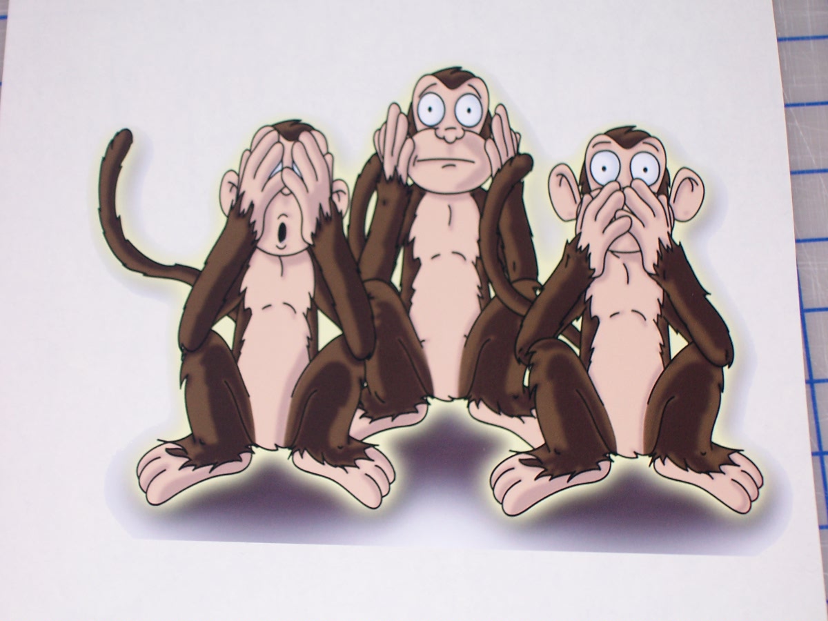 Hear See no Evil Monkey Full color Window tailgate or wall Graphic Window Decal