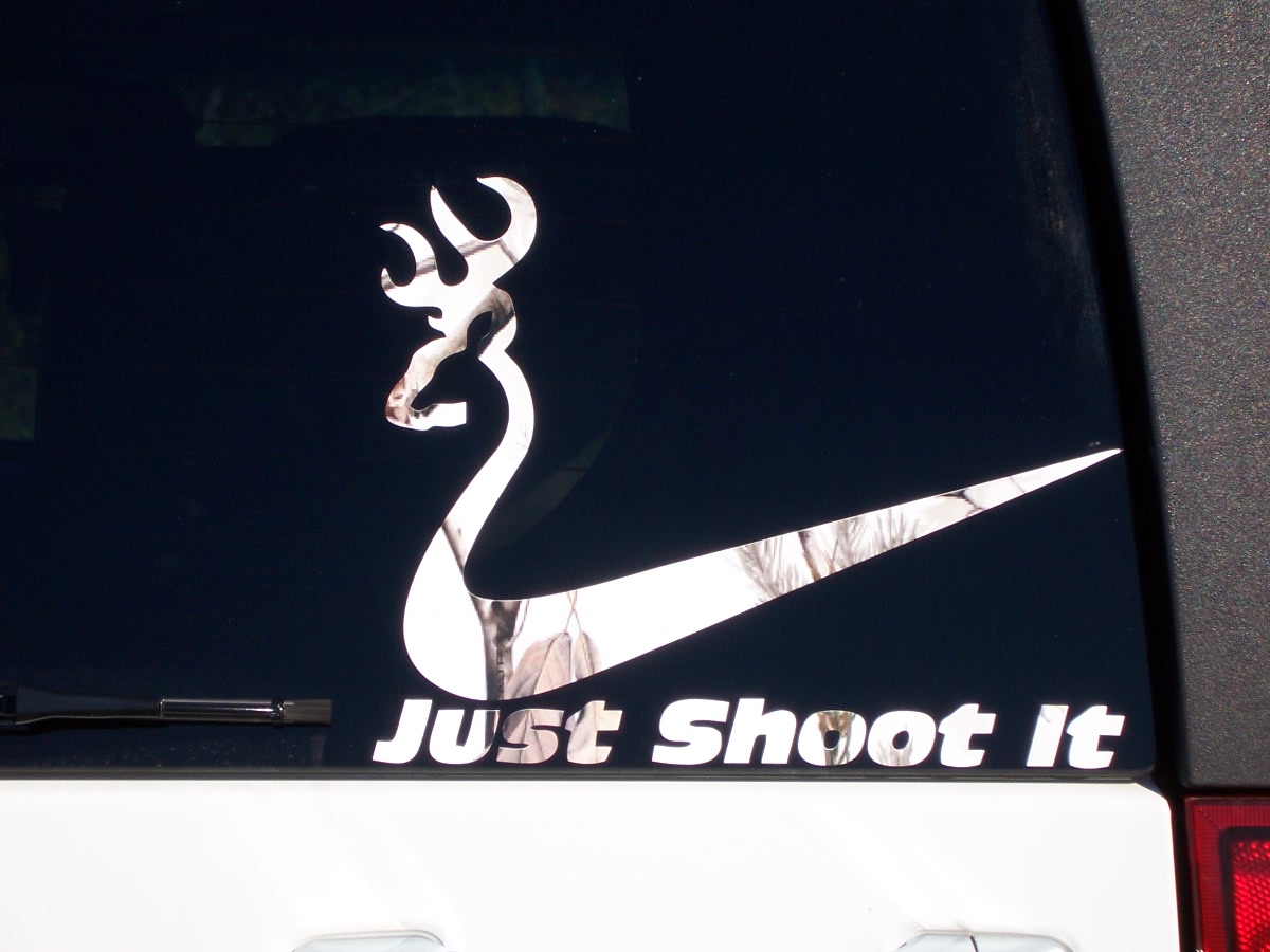 JUST SHOOT IT DEER HEAD Hunting Full color Graphic Window Decal Sticker