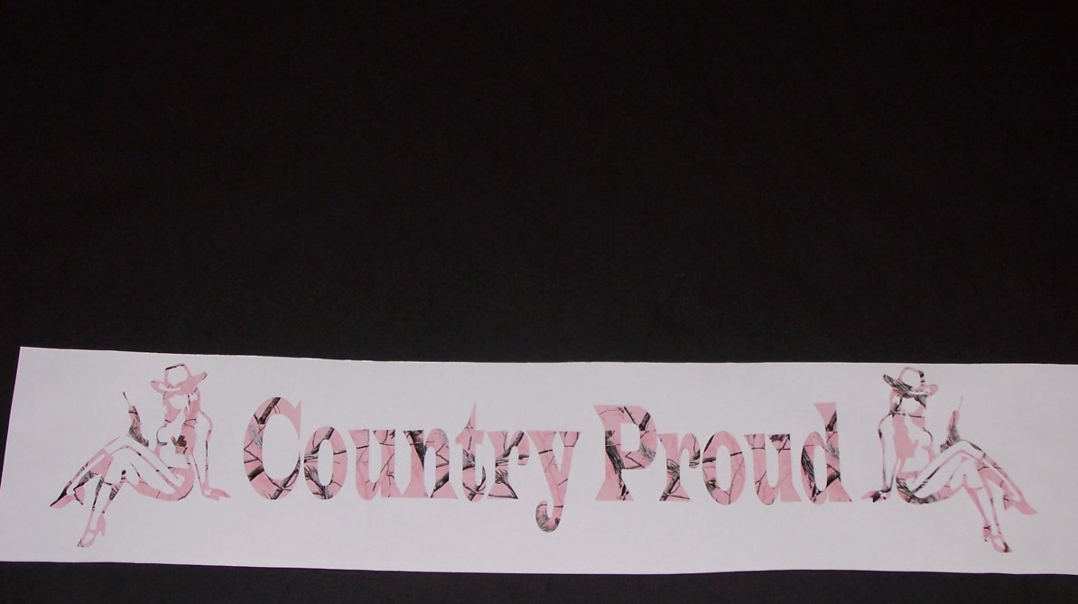 COUNTRY PROUD Real Tree PINK Camo Window Decal