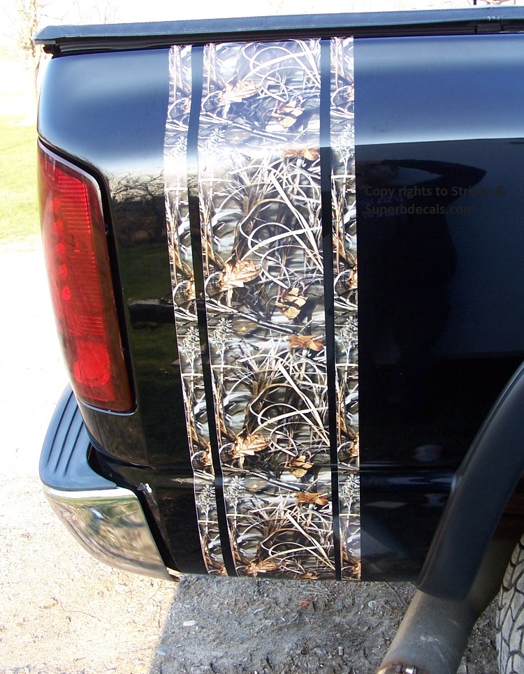 Printed REAL TREE M4 CAMO Truck Bed side stripe Graphics set Fit all Trucks