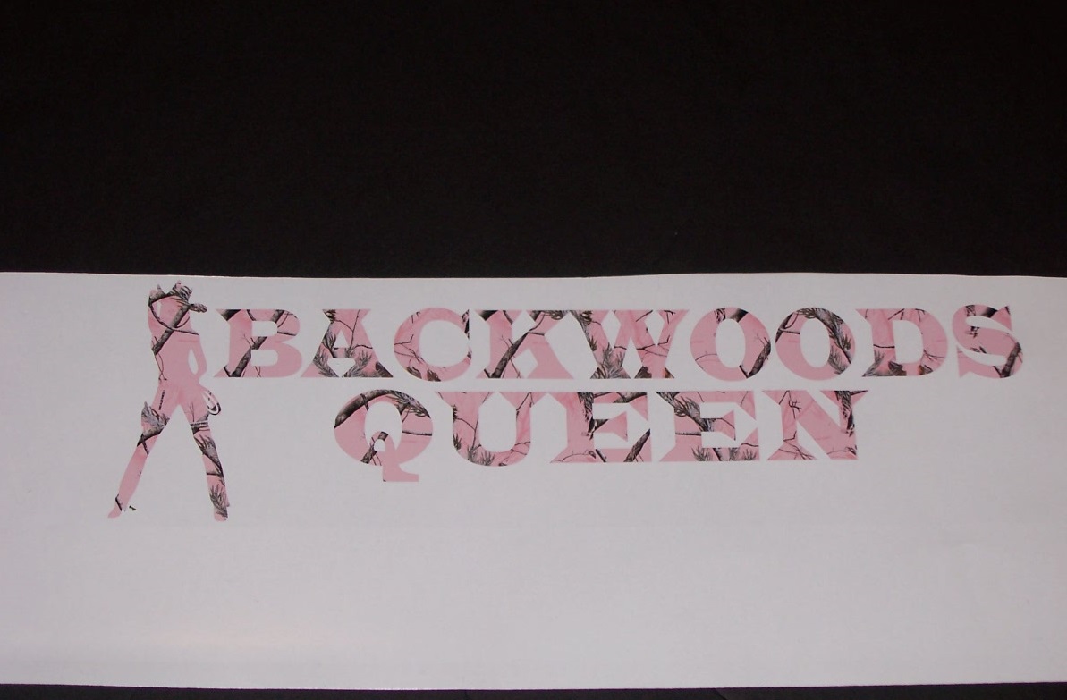 BACKWOODS QUEEN Real Tree PINK Camo Window Decal