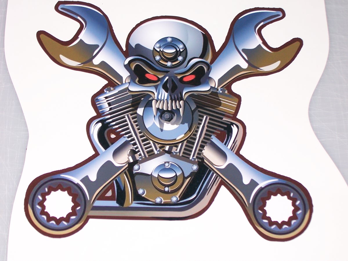 Skulls Wrench Cross Engine Decal Decals Sticker Stickers HD Skull
