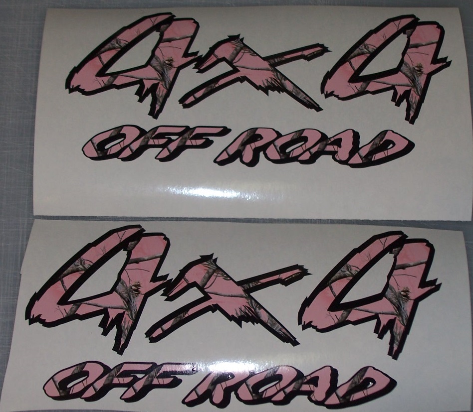 4X4 #1 Black and Real Tree PINK CAMO PAIR FULL COLOR Window 14" x 7" Decal Sticker