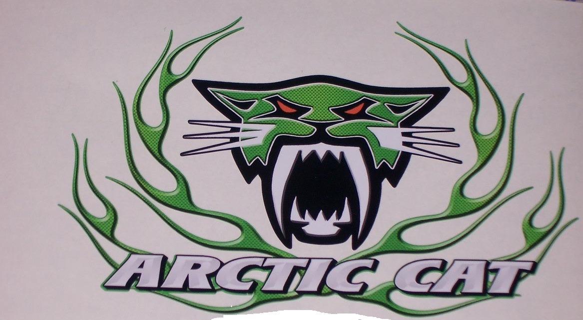 Arctic Cat Flame FULL COLOR Green Carbon Fiber 9.5X7 Window or trailer Decal