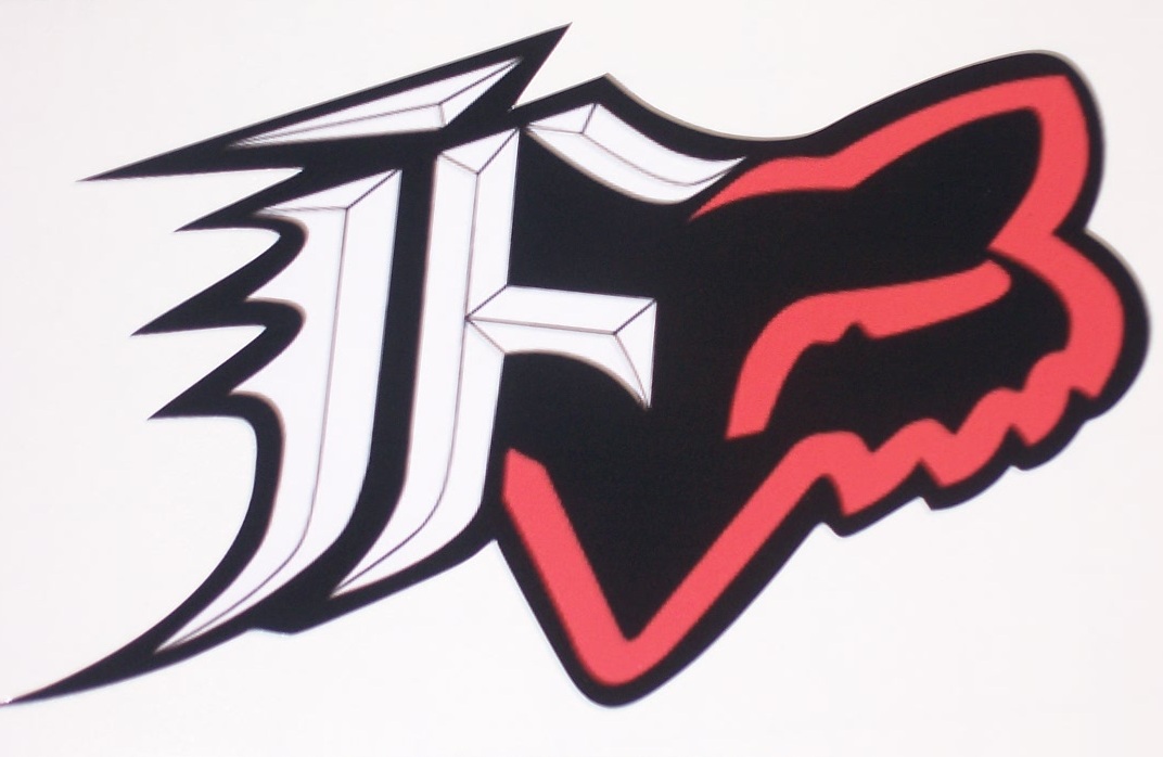 Fox Racing Red and Black F w/ Head 8"x9" Window or trailer Decal full color printed decals