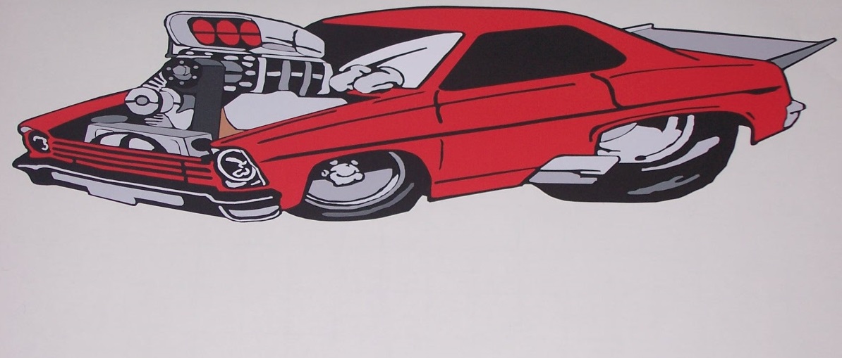 1966 -1967 FULL COLOR PRINTED Blown Pro Street Chevy II Nova Wall Garage or Garage Door Graphic Decal