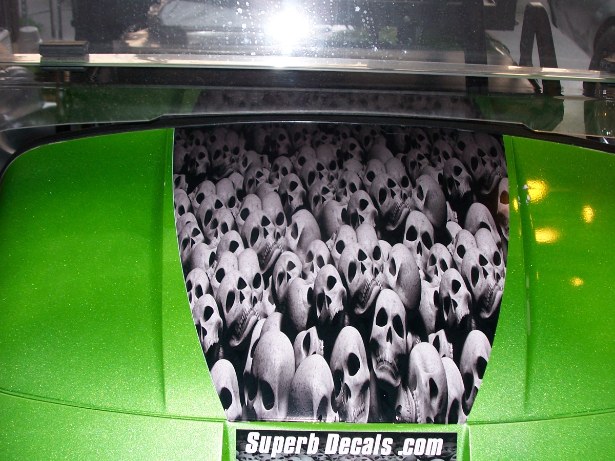 Golf Cart FULL COLOR 19\" Hood Sea of Skulls Stripe Graphics Set EZGO Club Car Yamaha