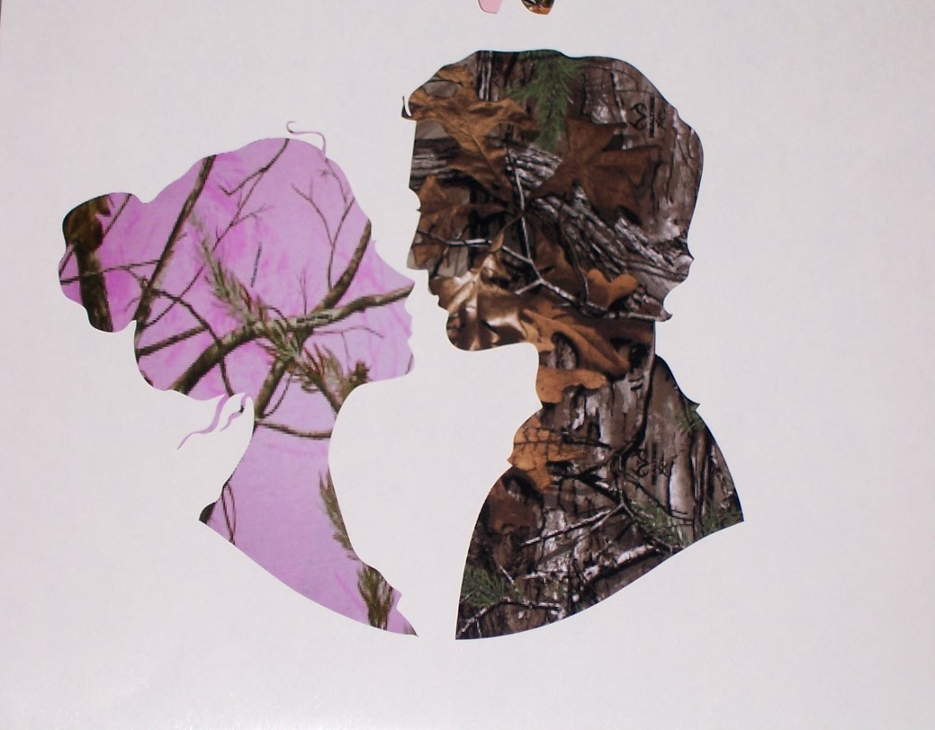 Pink Camo Woman & Camo Man Window Decal Decals Real Tree Sticker Mossy Oak Decals F150 F250 Ram F350 Jeep Mustang Black Ops