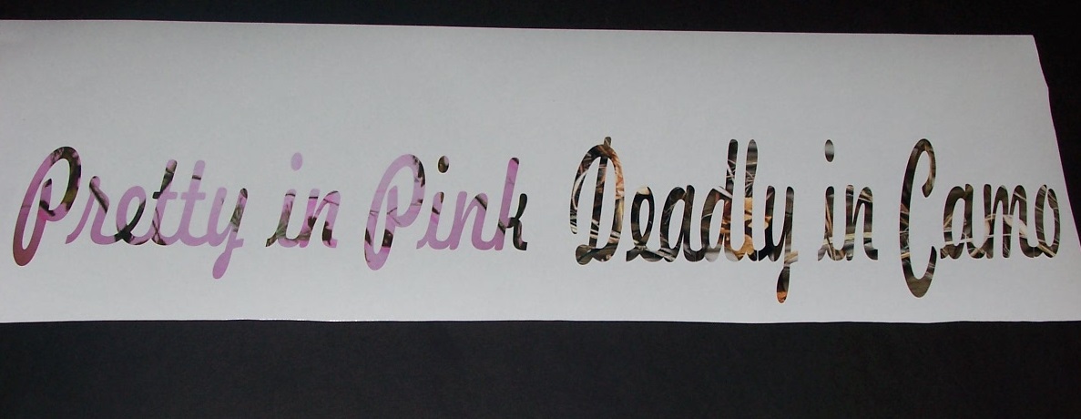 Pretty in Pink Deadly in Camo Full color Graphic Window Decal Sticker