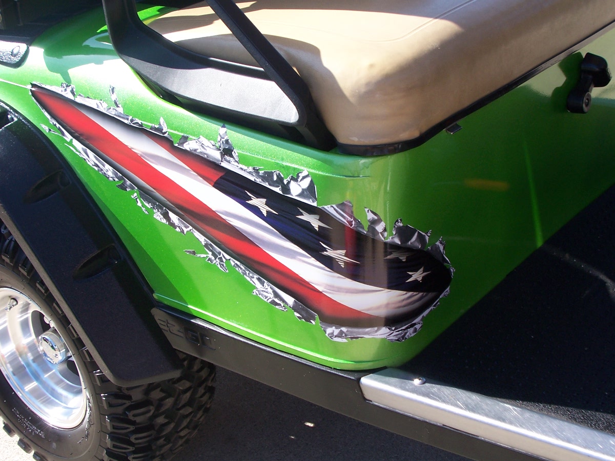 Golf Cart Rip Metal FULL COLOR Graphics Set fit EZGO club Car Yamaha