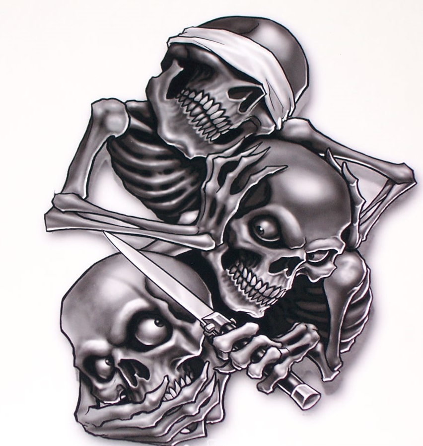 Hear Speak See No evil Skull Sticker Window Decals Tailgate Graphic Window Decal