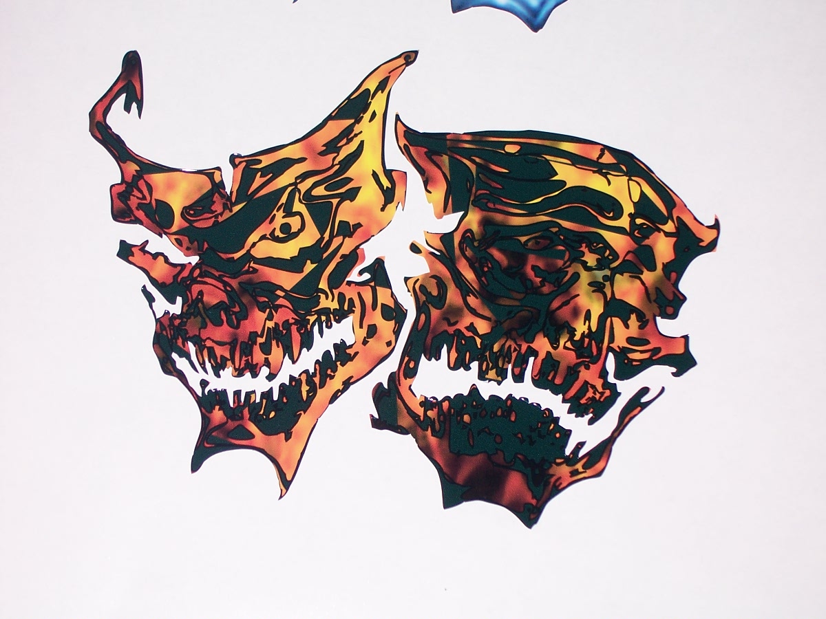 true fire Skull Mask Full color tailgate Graphic Window Decal