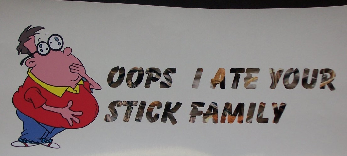 OOPS's I ate your stick family! Window tailgate Traileror Wall Decal