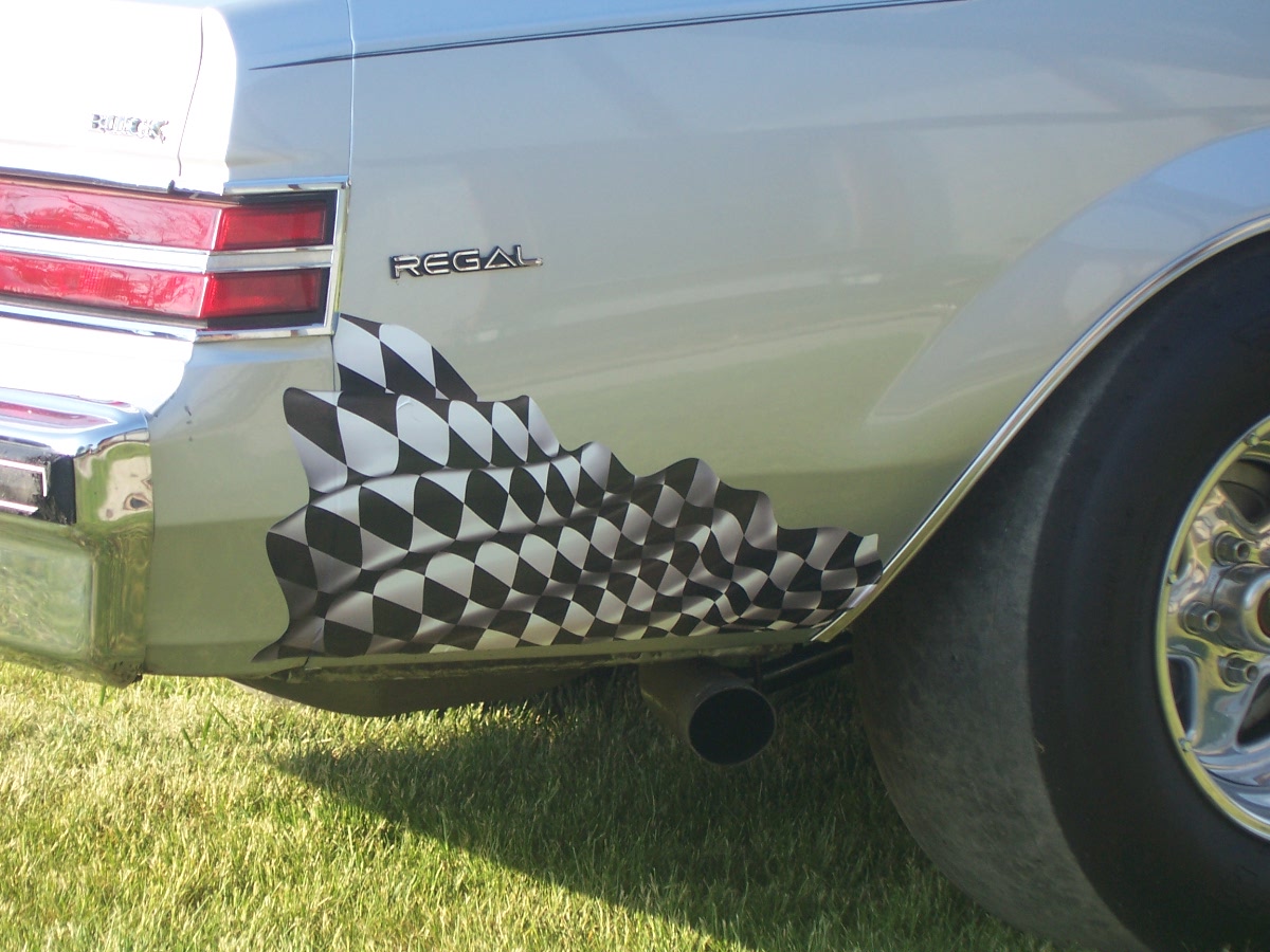 Checkered Flag Rear panel Drag Racing Burnout guard Chip Graphic Decals