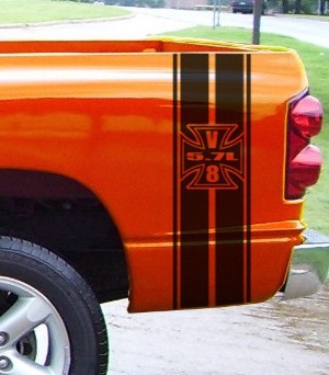 5.7L V8 IRON CROSS Bed Side Stripes (Sold as a Pair)