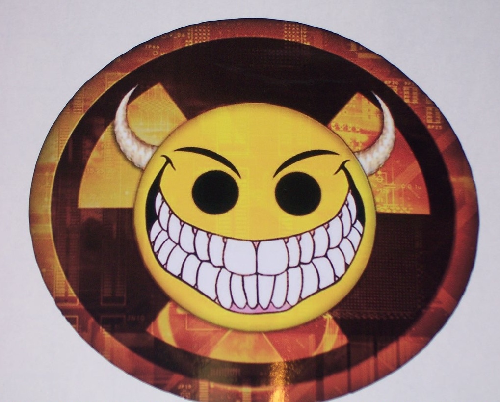 Bio Evil Smiley Smile Full color Window Decal Sticker 8 X 8"