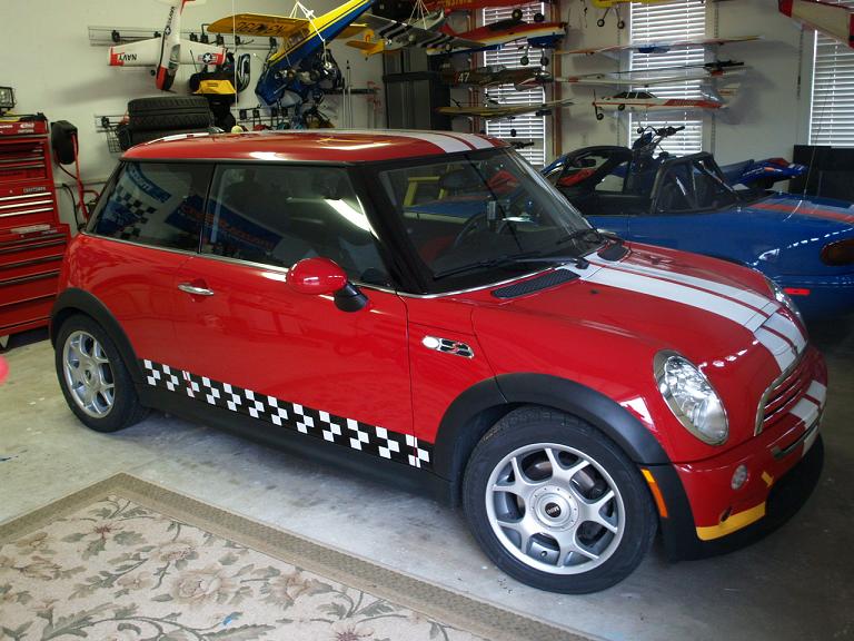 Mini Cooper and Cooper "S" (2006 Auto Show Style) TWO COLOR  Racing Check Side Stripes