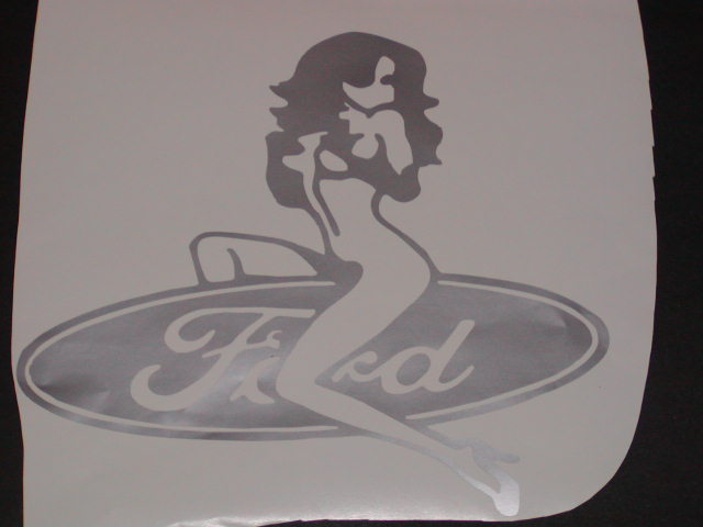 Girl Rides Ford Window Decal