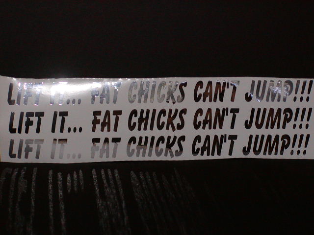 Lift it ... Fat chicks cant jump!! decal