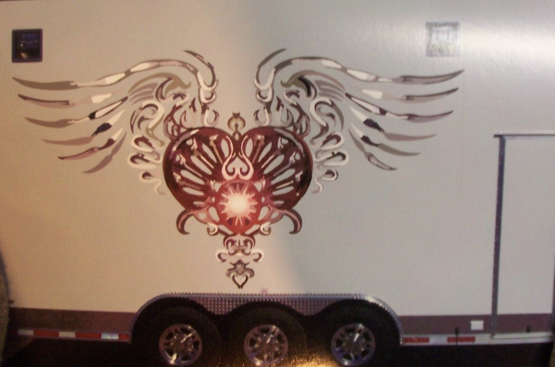 HD tribal Heart FULL COLOR TRAILER 23" x 46" Decal Sticker trailer Decals
