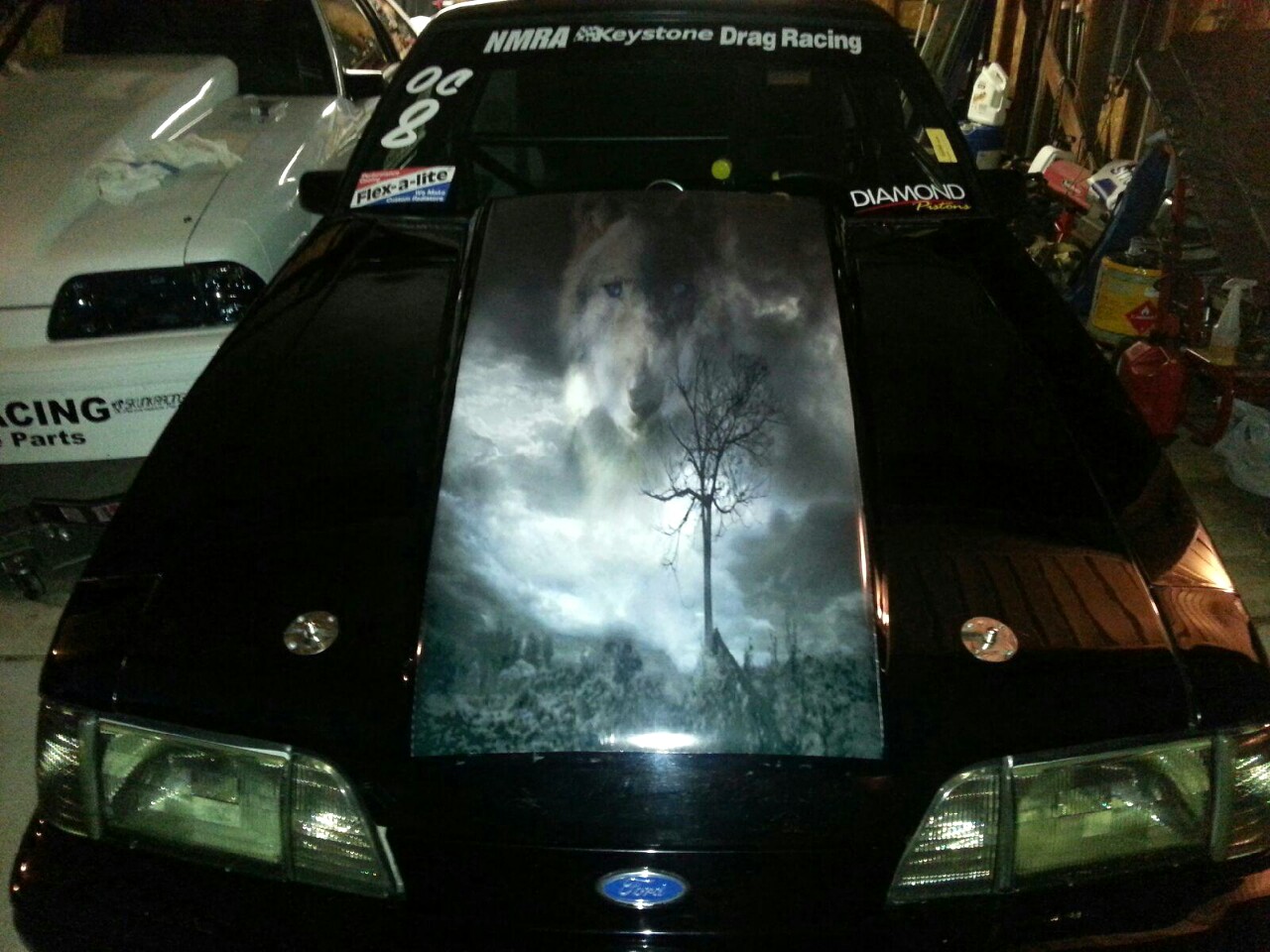 WOLF Cowl Hood Stripe Graphic Decal FULL COLOR Printed