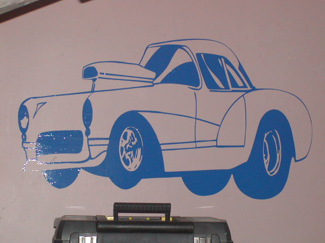 1950's Chevy Corvette Wall Garage or Garage Door Graphic Decal