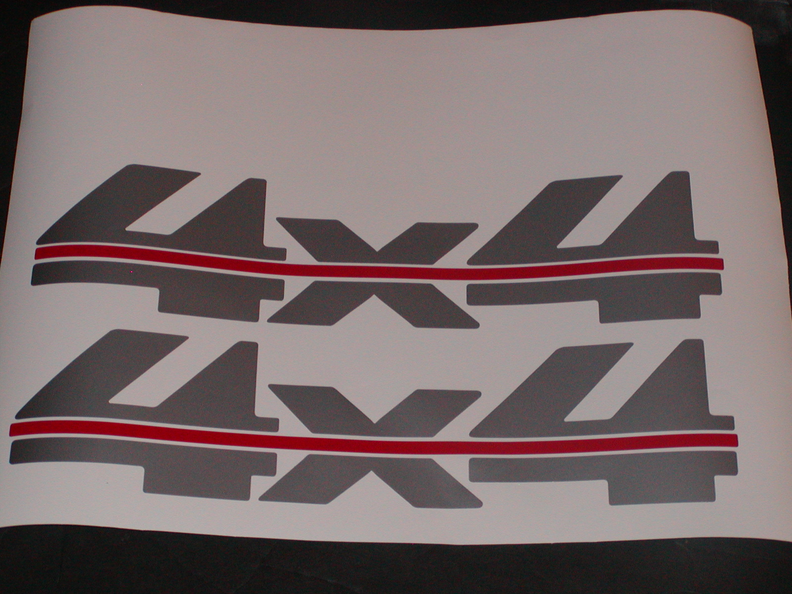 4x4 # 2 Two Color (Silver w/ Red Stripe) Bed Decal Decals
