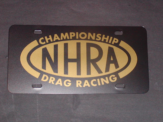 NHRA DRAG RACING License Vanity Plate Black with GOLD logo