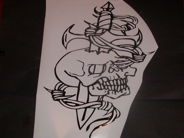 Tribal Skull with Sword Hood window or tailgate decal
