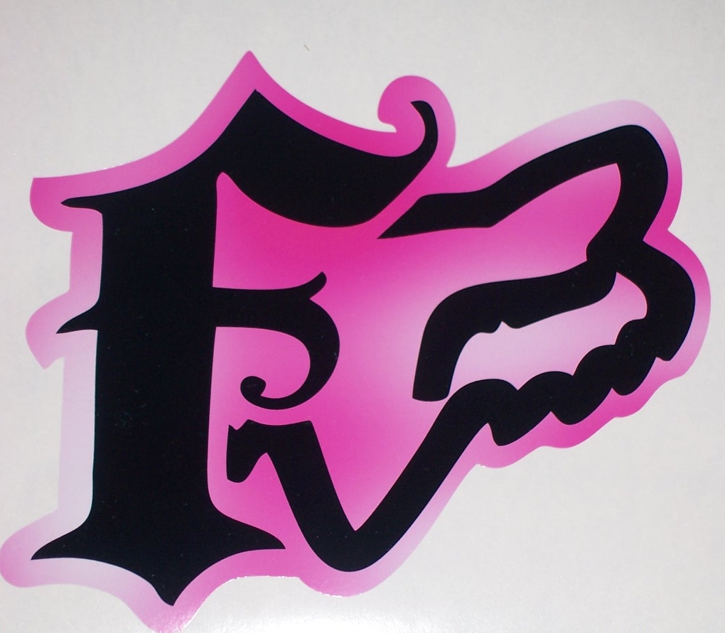 Fox Racing Pink F w/ Head 8"x9" Window or trailer Decal full color printed decals